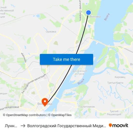 Лунная (А) to Волгоградский Государственный Медицинский Университет map