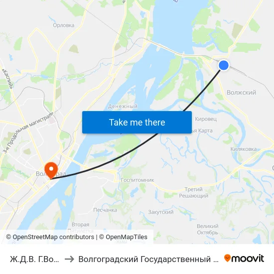 Ж.Д.В. Г.Волжский (А) to Волгоградский Государственный Медицинский Университет map