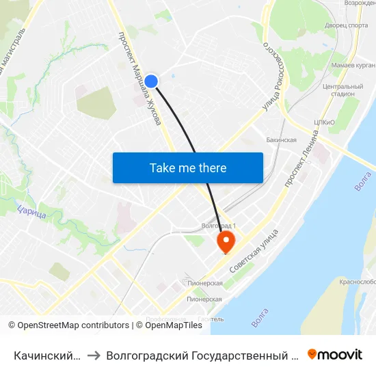 Качинский Рынок (Б) to Волгоградский Государственный Медицинский Университет map