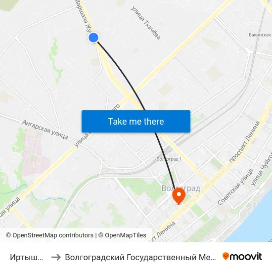 Иртышская (Б) to Волгоградский Государственный Медицинский Университет map