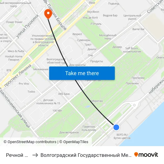 Речной Порт (А) to Волгоградский Государственный Медицинский Университет map