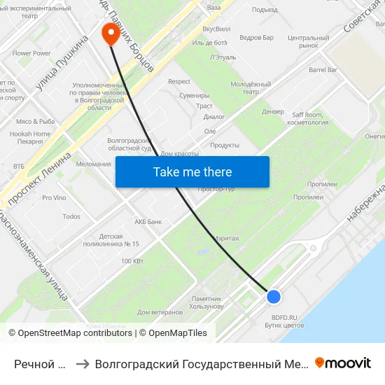 Речной Порт (Б) to Волгоградский Государственный Медицинский Университет map