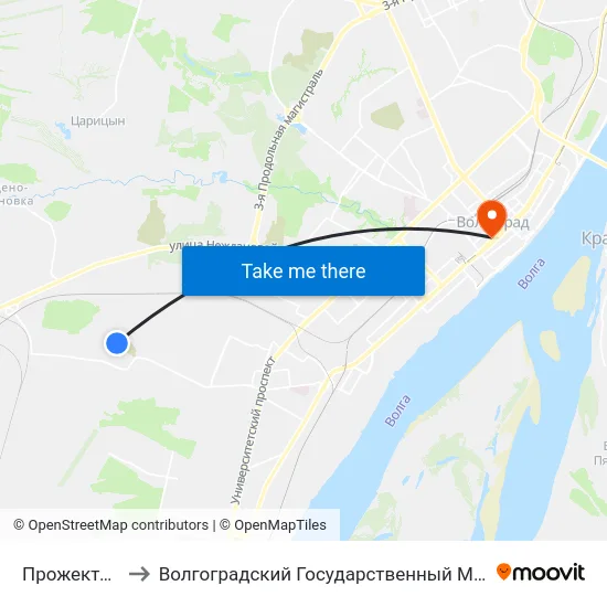 Прожекторная (А) to Волгоградский Государственный Медицинский Университет map
