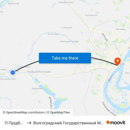 П.Прудбой Тр. (А) to Волгоградский Государственный Медицинский Университет map