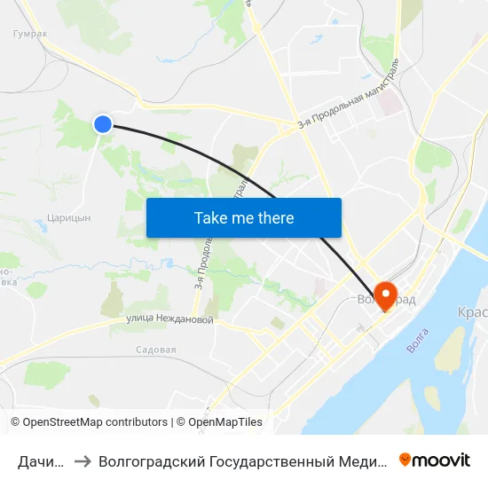 Дачи-1 (А) to Волгоградский Государственный Медицинский Университет map