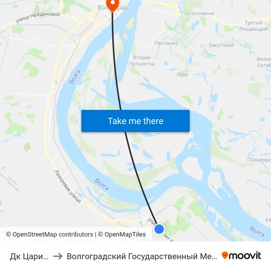 Дк Царицын (А) to Волгоградский Государственный Медицинский Университет map