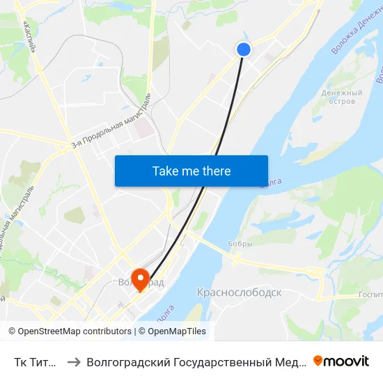 Тк Титовский to Волгоградский Государственный Медицинский Университет map