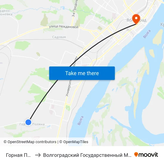 Горная Поляна (А) to Волгоградский Государственный Медицинский Университет map