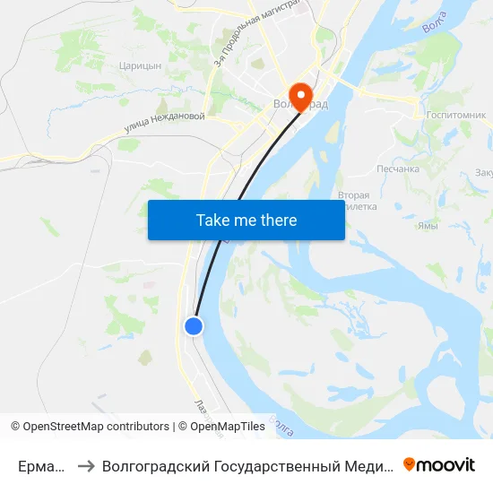 Ермана (А) to Волгоградский Государственный Медицинский Университет map