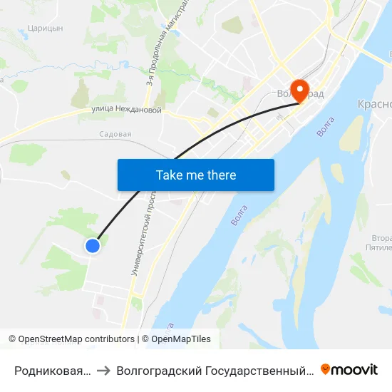 Родниковая Долина (А) to Волгоградский Государственный Медицинский Университет map