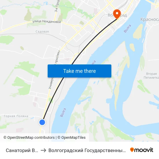 Санаторий Волгоград (Б) to Волгоградский Государственный Медицинский Университет map