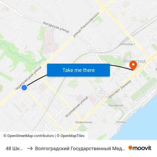 48 Школа (Б) to Волгоградский Государственный Медицинский Университет map