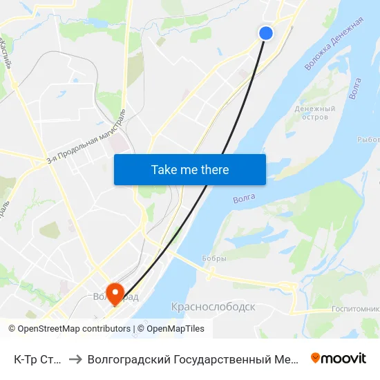 К-Тр Старт (А) to Волгоградский Государственный Медицинский Университет map