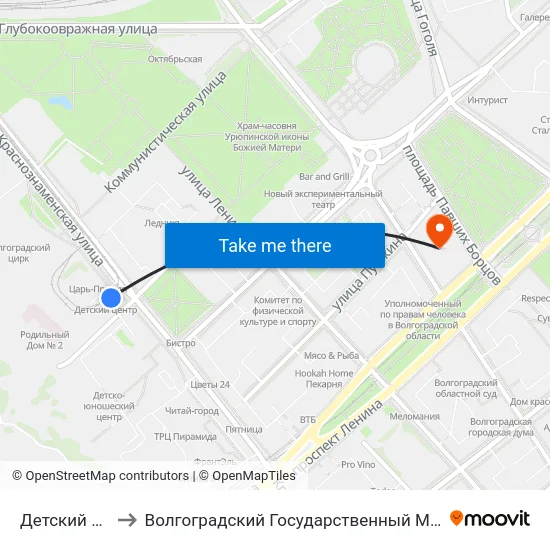 Детский Центр (Б) to Волгоградский Государственный Медицинский Университет map