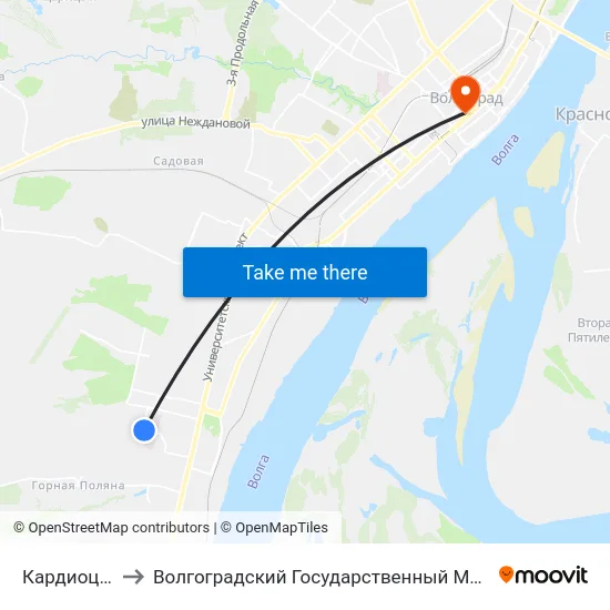 Кардиоцентр (А) to Волгоградский Государственный Медицинский Университет map