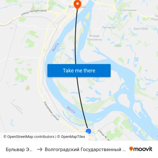 Бульвар Энгельса (А) to Волгоградский Государственный Медицинский Университет map