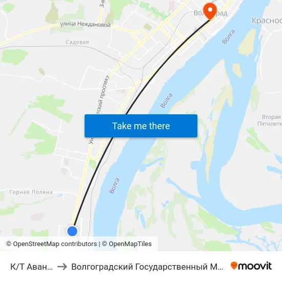 К/Т Авангард (А) to Волгоградский Государственный Медицинский Университет map