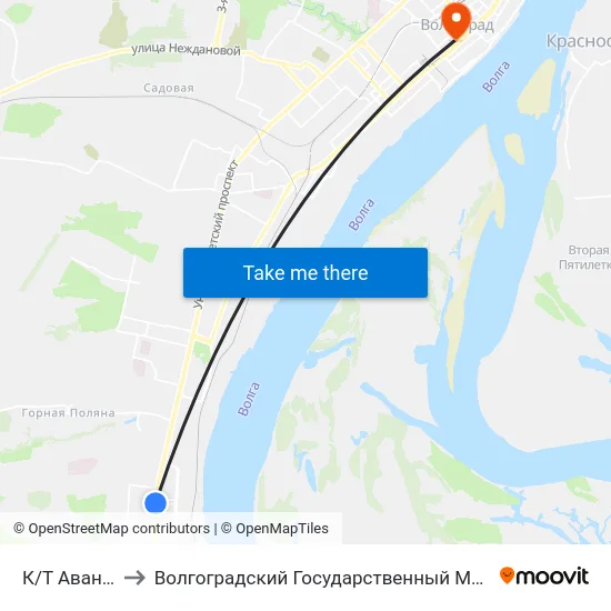 К/Т Авангард (Б) to Волгоградский Государственный Медицинский Университет map