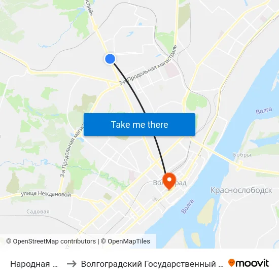 Народная Ярмарка (А) to Волгоградский Государственный Медицинский Университет map