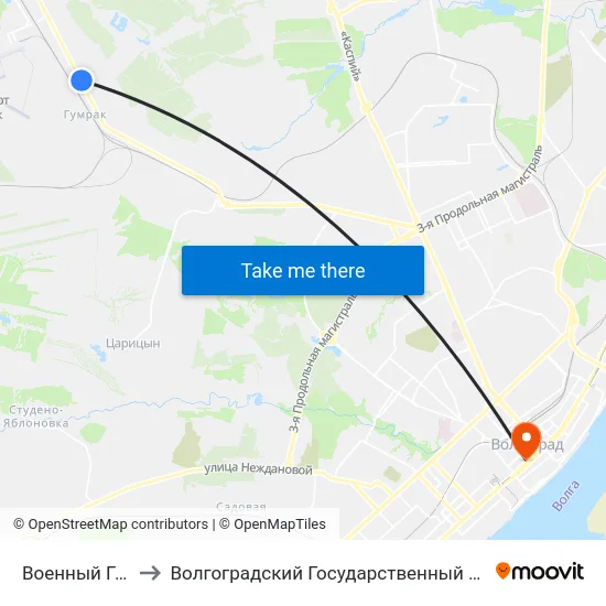 Военный Городок (А) to Волгоградский Государственный Медицинский Университет map