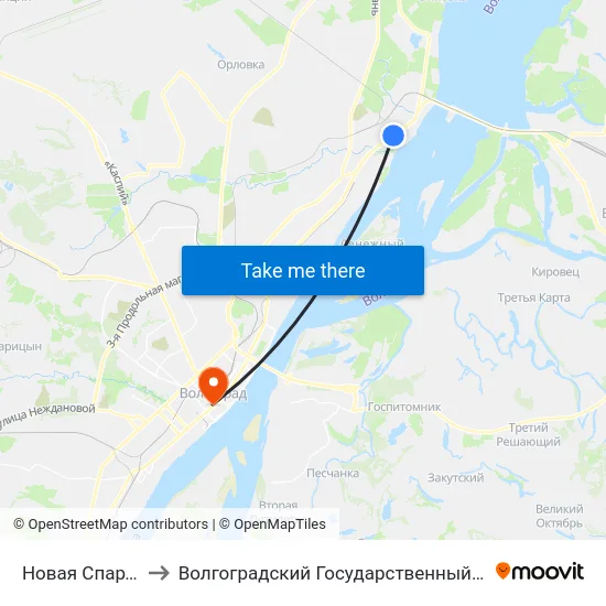 Новая Спартановка (А) to Волгоградский Государственный Медицинский Университет map