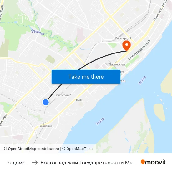 Радомская (Б) to Волгоградский Государственный Медицинский Университет map