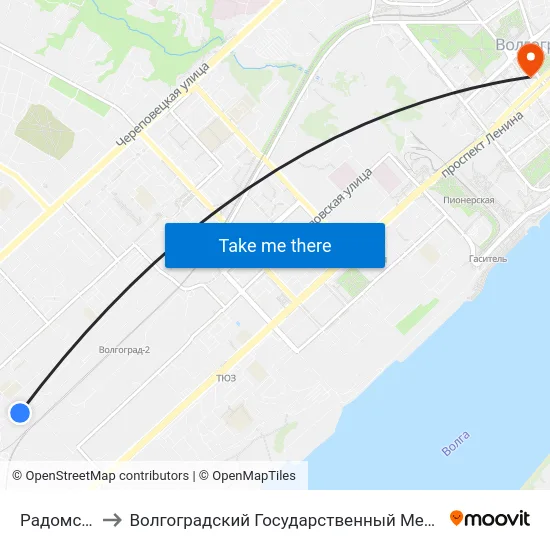 Радомская (А) to Волгоградский Государственный Медицинский Университет map