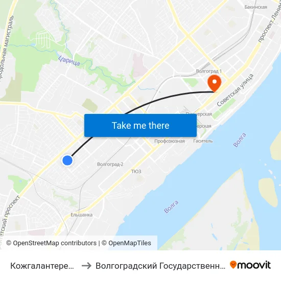 Кожгалантерейная Фабрика (А) to Волгоградский Государственный Медицинский Университет map