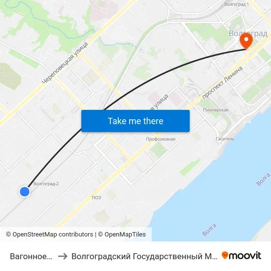 Вагонное Депо (А) to Волгоградский Государственный Медицинский Университет map