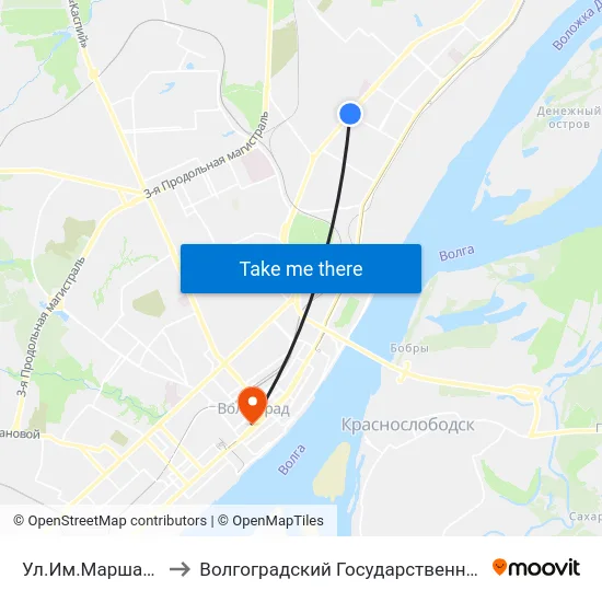 Ул.Им.Маршала Еременко (А) to Волгоградский Государственный Медицинский Университет map