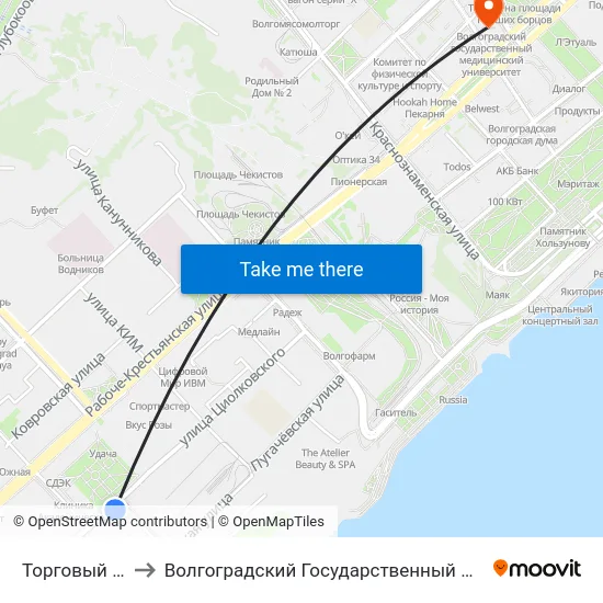 Торговый Центр (Б) to Волгоградский Государственный Медицинский Университет map