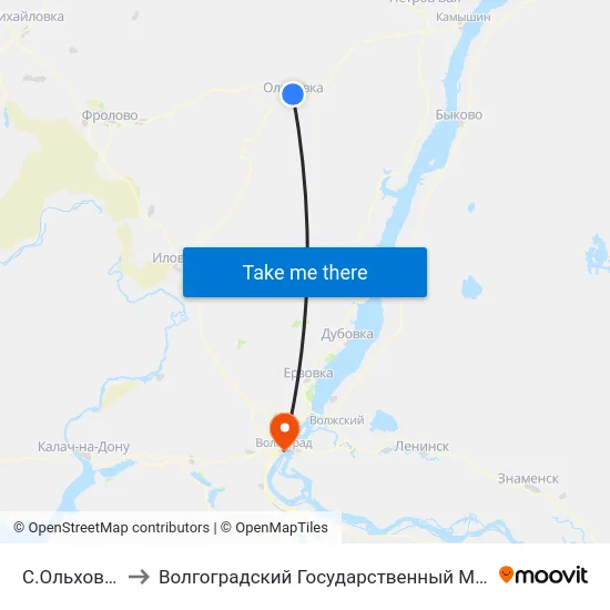 С.Ольховка Ас (Б) to Волгоградский Государственный Медицинский Университет map
