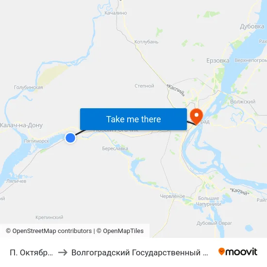 П. Октябрьский (А) to Волгоградский Государственный Медицинский Университет map