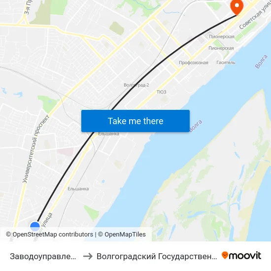 Заводоуправление Им.Петрова (Б) to Волгоградский Государственный Медицинский Университет map