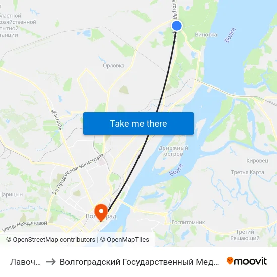 Лавочки (А) to Волгоградский Государственный Медицинский Университет map