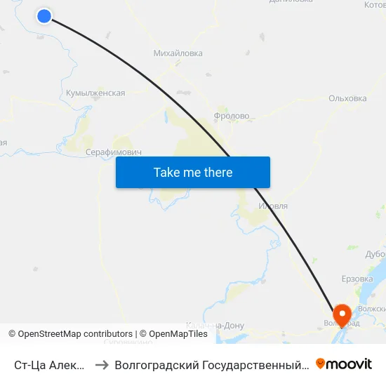 Ст-Ца Алексеевская (А) to Волгоградский Государственный Медицинский Университет map