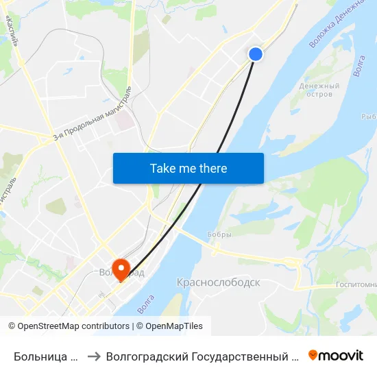 Больница Ильича (Б) to Волгоградский Государственный Медицинский Университет map