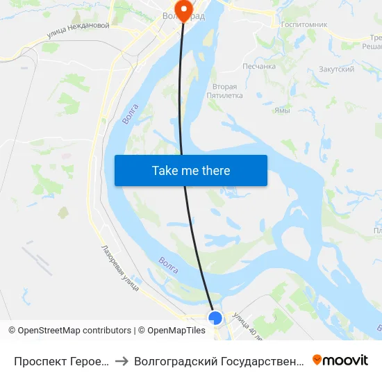 Проспект Героев Сталинграда (А) to Волгоградский Государственный Медицинский Университет map