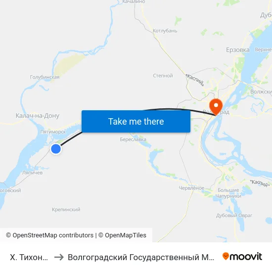 Х. Тихоновка (А) to Волгоградский Государственный Медицинский Университет map