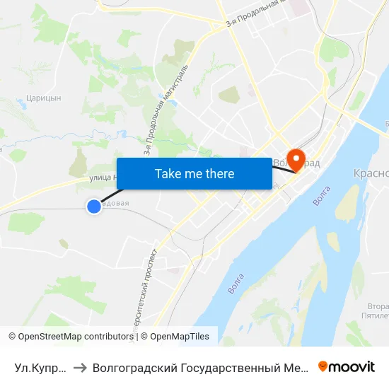 Ул.Куприна (А) to Волгоградский Государственный Медицинский Университет map