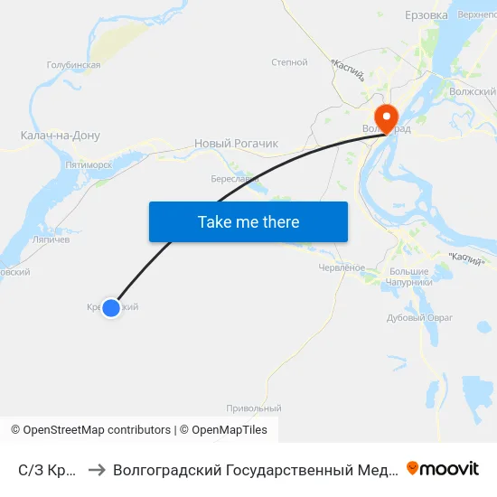 С/З Крепь (А) to Волгоградский Государственный Медицинский Университет map