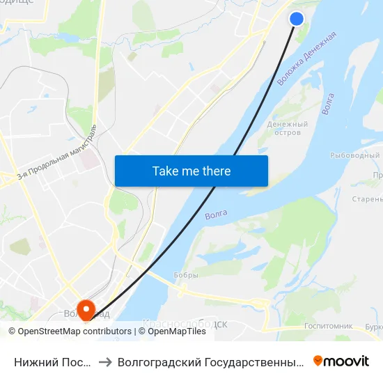 Нижний Поселок Вгтз (А) to Волгоградский Государственный Медицинский Университет map