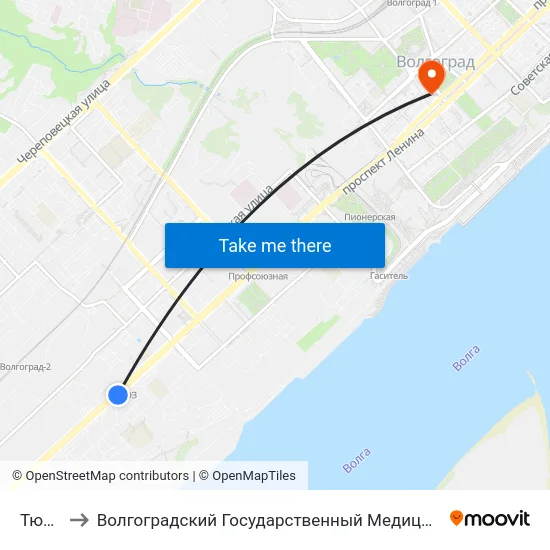 Тюз (А) to Волгоградский Государственный Медицинский Университет map