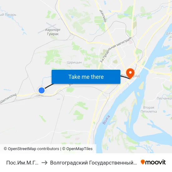 Пос.Им.М.Горького (Б) to Волгоградский Государственный Медицинский Университет map