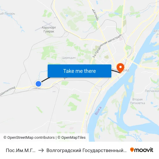 Пос.Им.М.Горького (А) to Волгоградский Государственный Медицинский Университет map