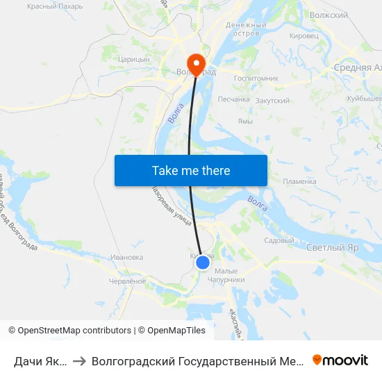 Дачи Якорь (А) to Волгоградский Государственный Медицинский Университет map