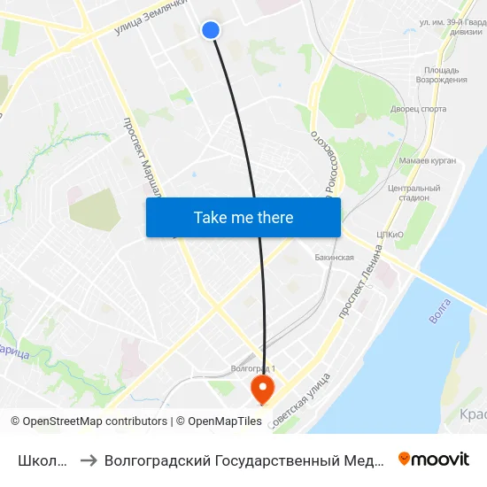 Школа №33 to Волгоградский Государственный Медицинский Университет map