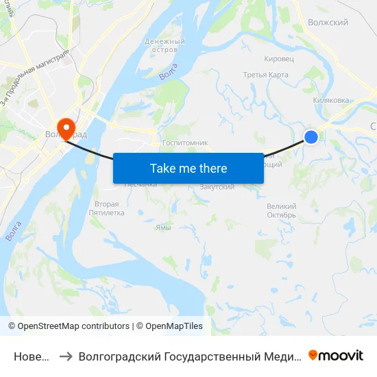 Новенький to Волгоградский Государственный Медицинский Университет map