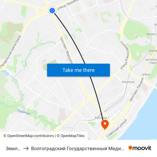 Землячки to Волгоградский Государственный Медицинский Университет map