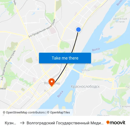 Кузнецова to Волгоградский Государственный Медицинский Университет map